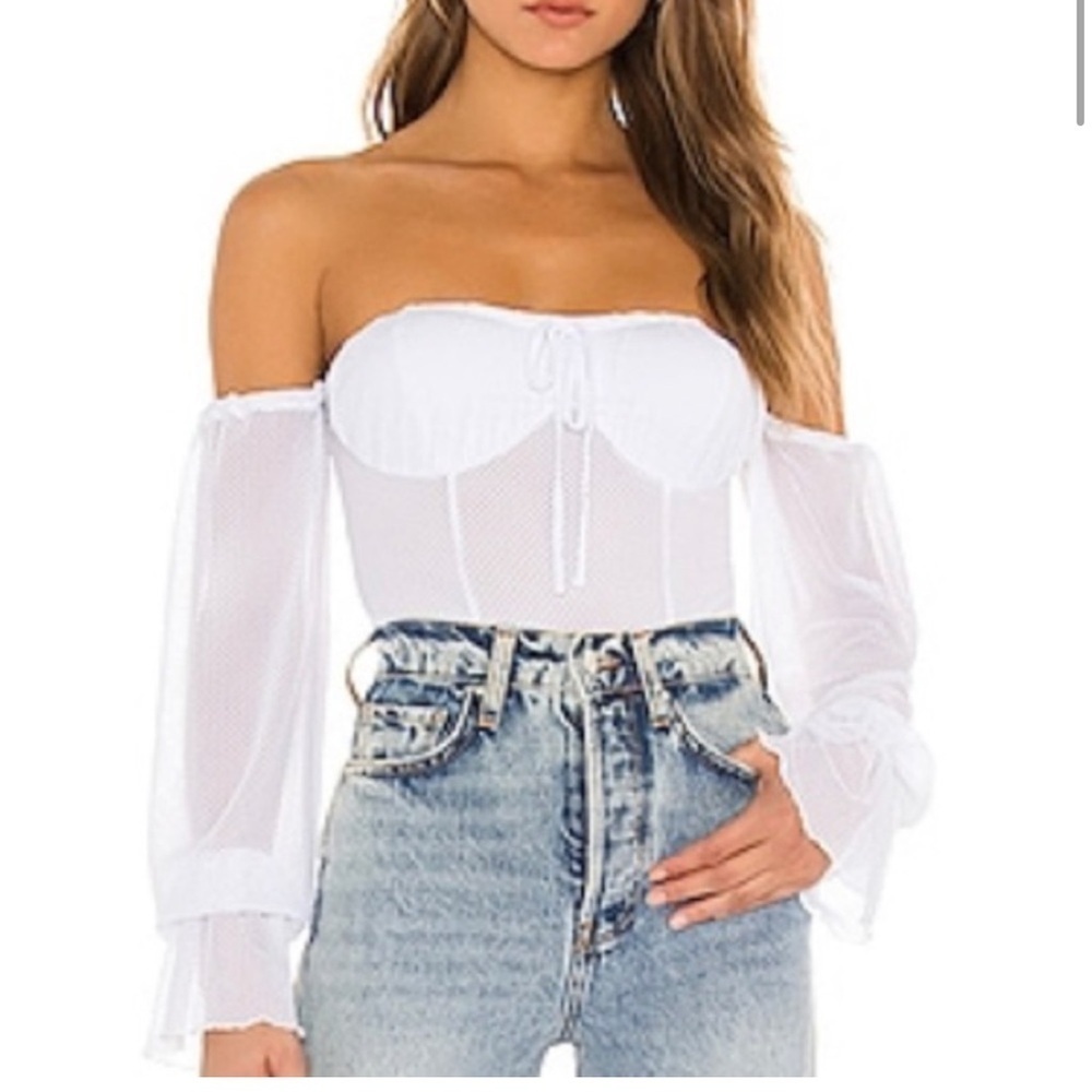Majorelle White Off Shoulder Bodysuit